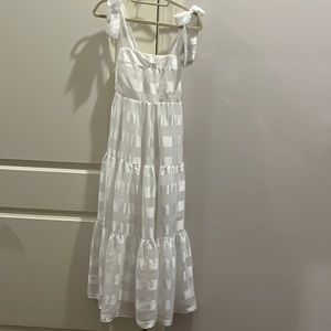 White summer dress, great for wedding reception dancing